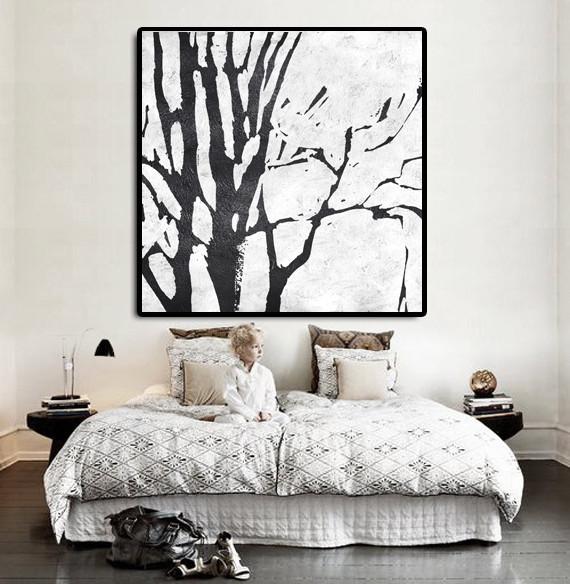 Minimal Black and White Painting #MN7A - Click Image to Close